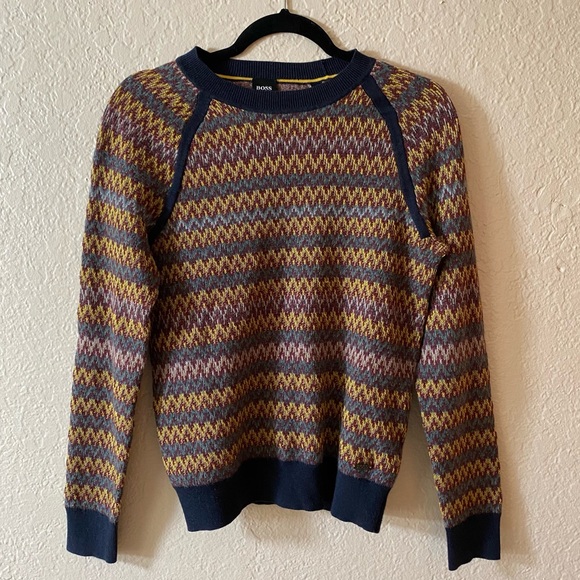 Hugo Boss Multicolor Crew Neck Sweater Size S Wool Blend Alpaca Cotton Fall - Picture 4 of 11
